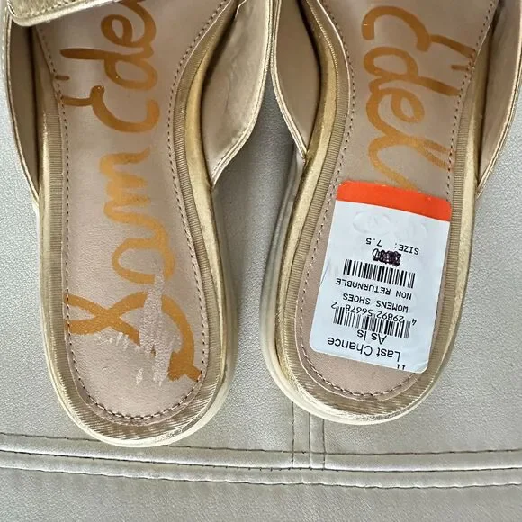 Sam Edelman KIRA BIT MULE AMBER GOLD LEATHER Gold Slip-On Loafers Sandals New - Picture 3 of 5